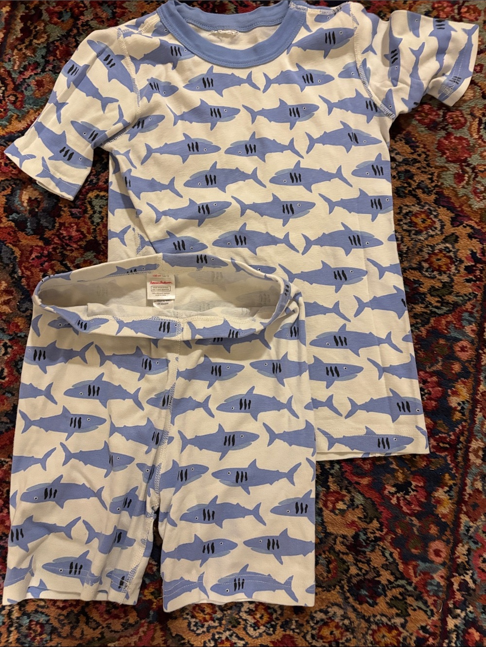 Hanna Andersson Blue and White Shark Pajama Set